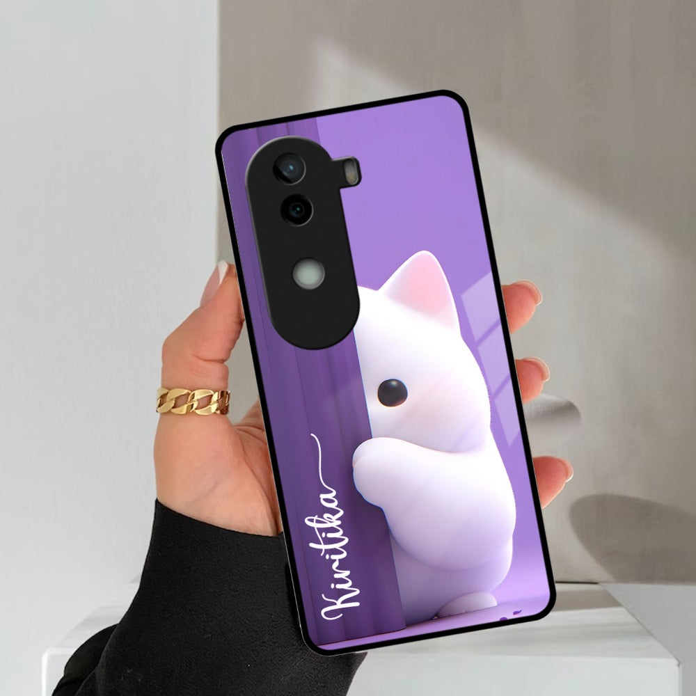 Cute KItten Glossy Metal Case Cover For Vivo