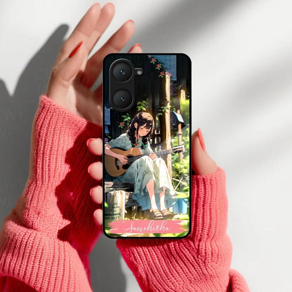 Guitar Girl Glossy Metal Case Cover For iQOO - ShopOnCliQ