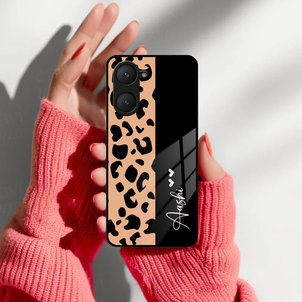 Leopard Glossy Metal Case Cover For Vivo