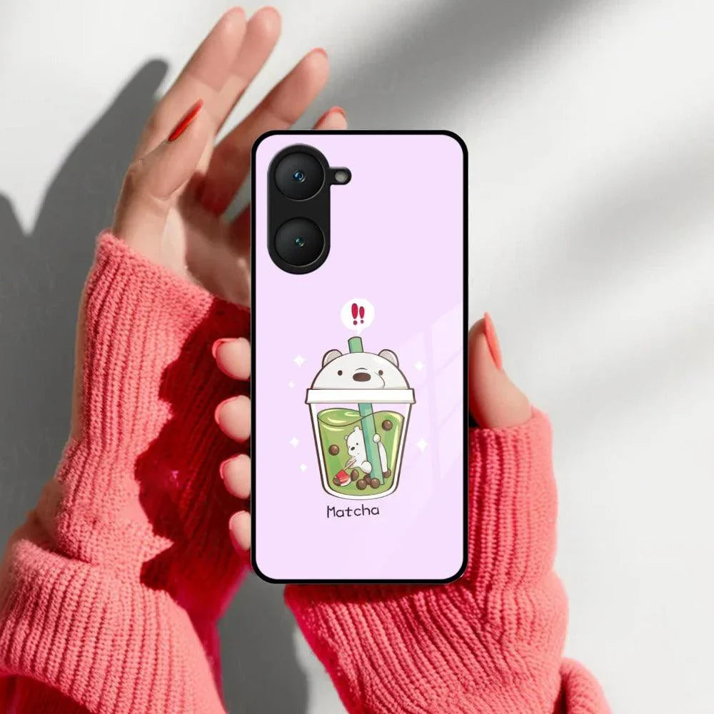 Cartoon Matcha Tea We Bare Bears Glossy Metal Case Cover For Vivo - ShopOnCliQ