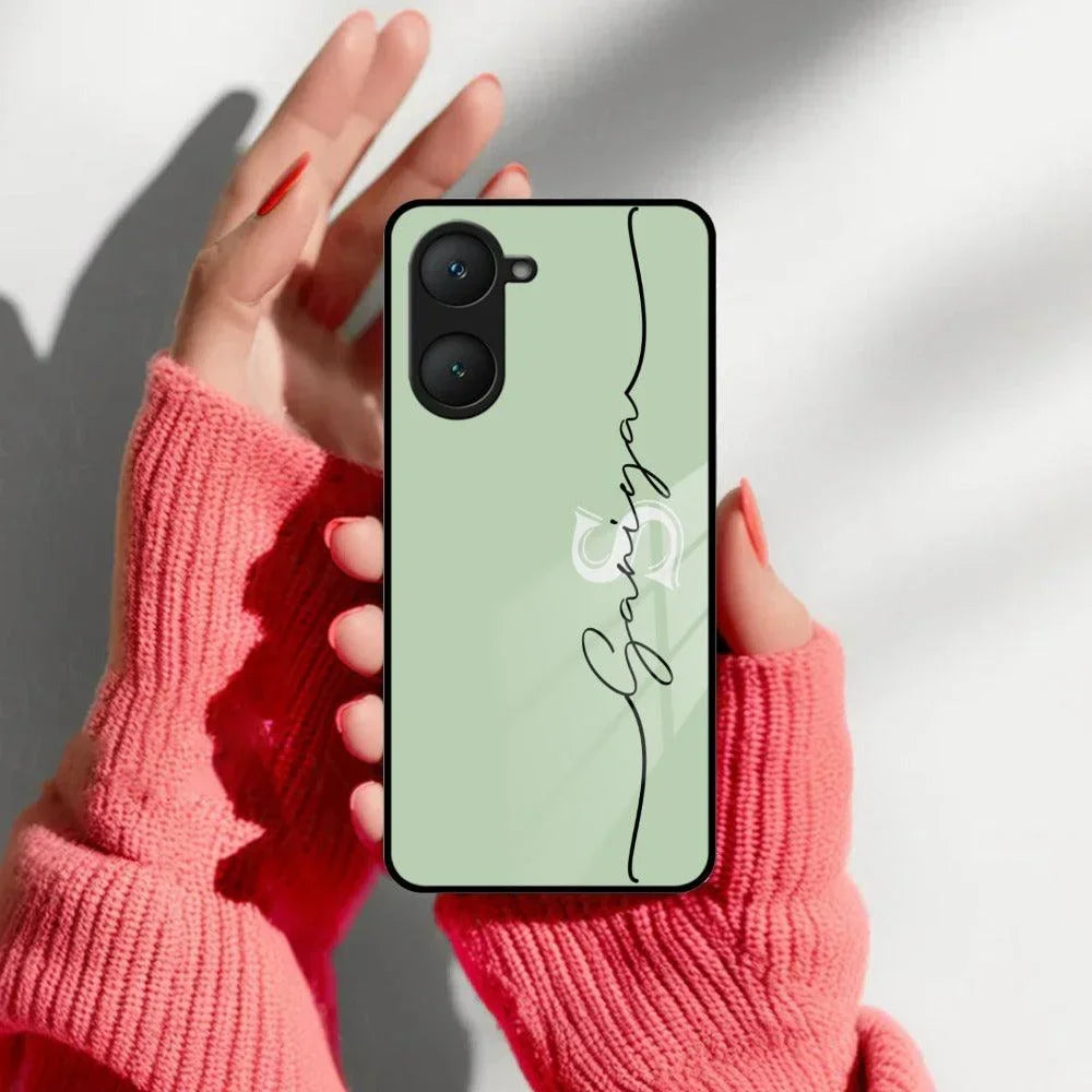 Personalized Initials Mint Green Glossy Metal Case Cover For Vivo - ShopOnCliQ