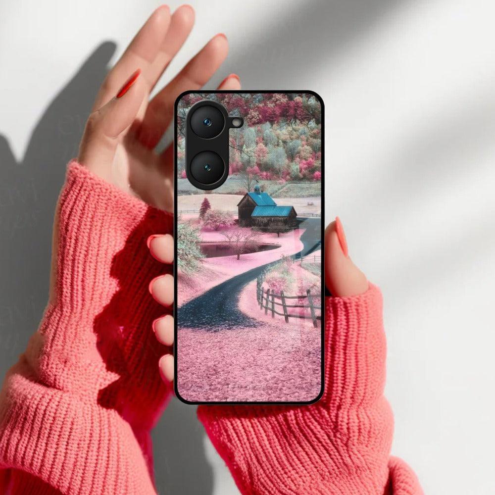 Village Scenery Glossy Metal Case Cover For Vivo - ShopOnCliQ