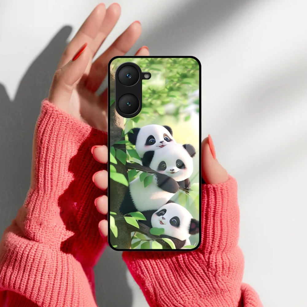 Panda Glossy Metal Case Cover For Vivo