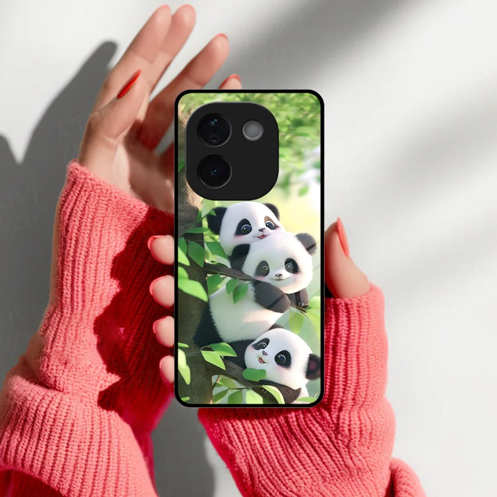 Panda Glossy Metal Case Cover For Vivo