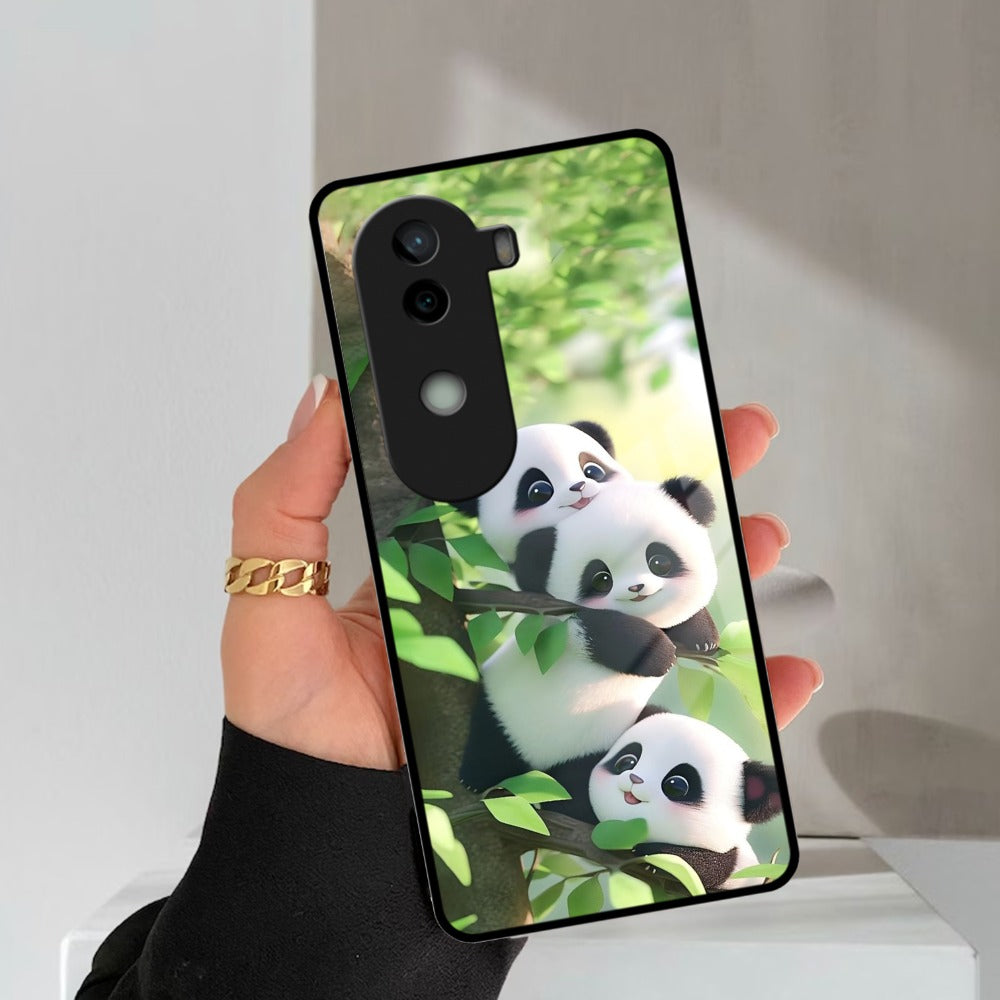 Panda Glossy Metal Case Cover For Vivo