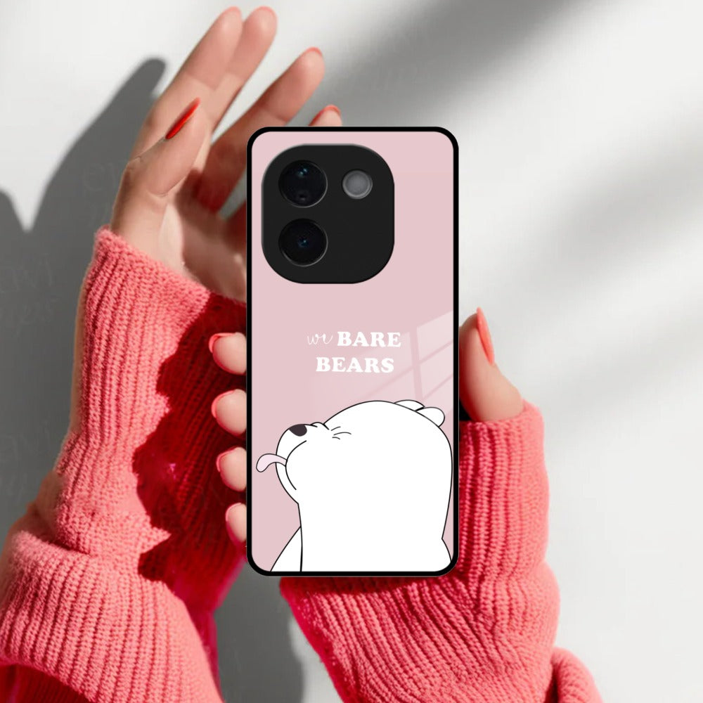 We Bare Bears Pink Glossy Metal Case Cover For Vivo