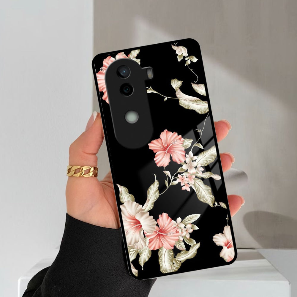 Retro Floral Glossy Metal Case Cover For Vivo