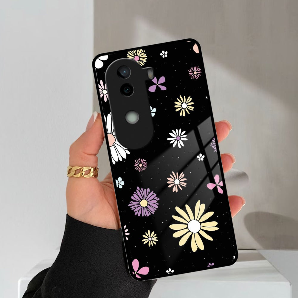 Seamless Floral  Glossy Metal Case Cover For Vivo