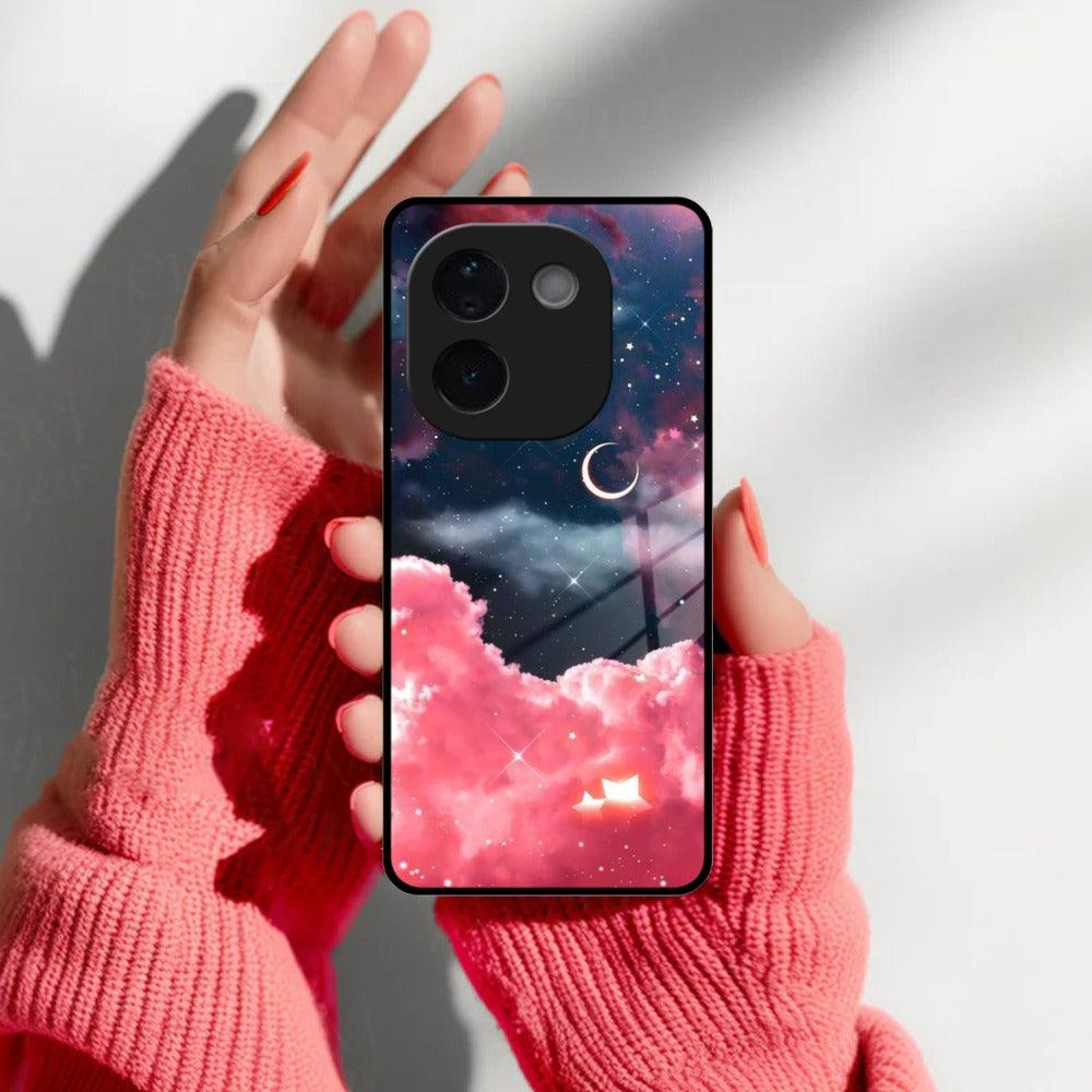 Aesthetic Cloud Glass Case Cover For Vivo