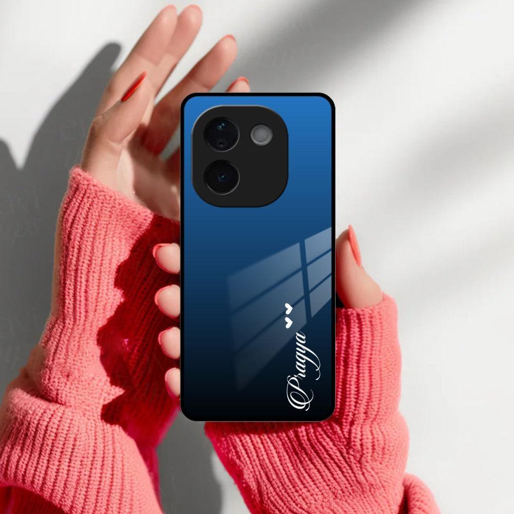 Blue Gradient Glass Case Cover For iQOO