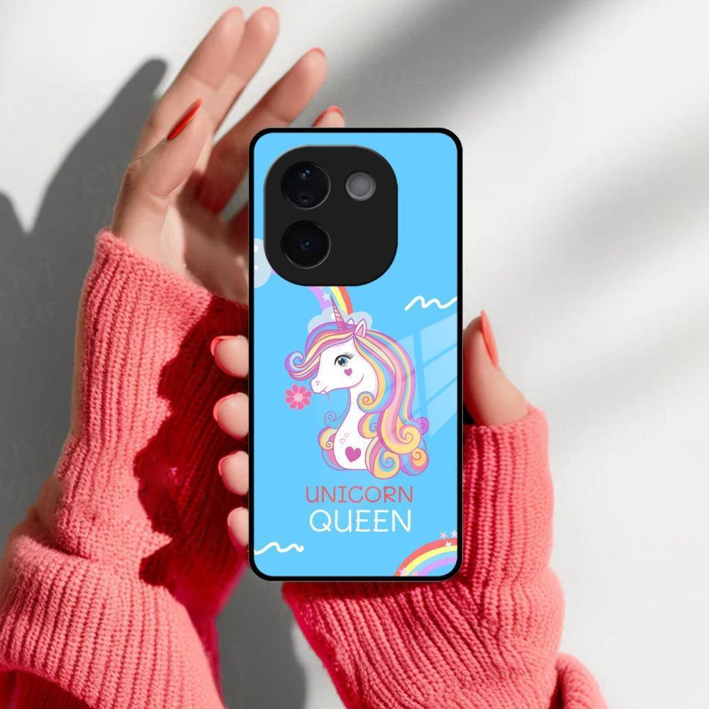 Blue Unicorn Queen Glass Phone Case For Vivo