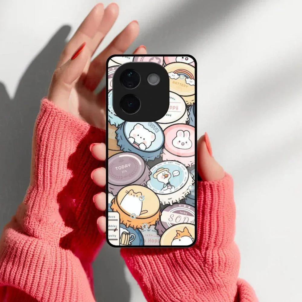 Bunny Buddies Glass Case Cover For iQOO - ShopOnCliQ