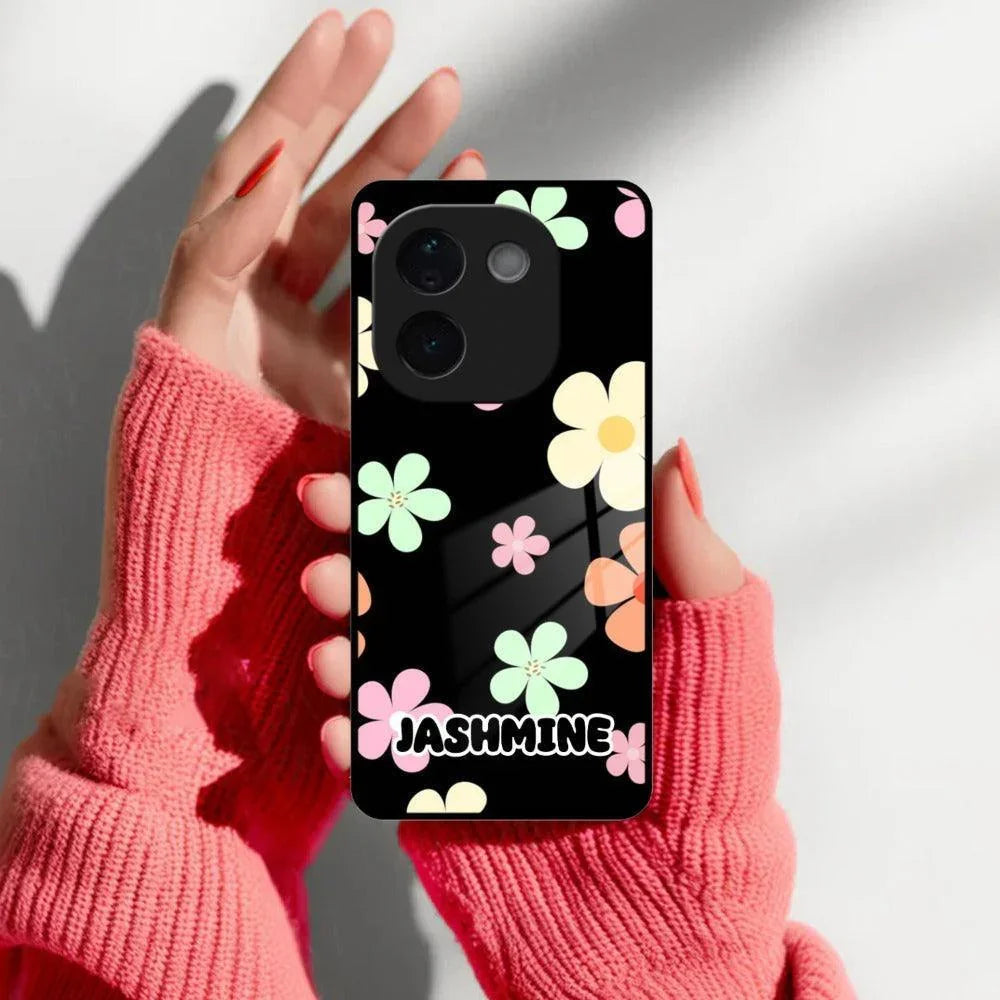 Colorfull Daisy Floral Glass Case Cover For Vivo - ShopOnCliQ