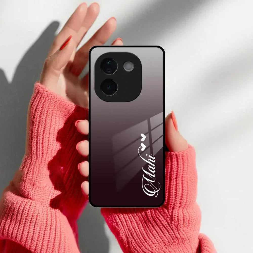 Customize Name Gradient Glass Case Cover Grey For Vivo - ShopOnCliQ