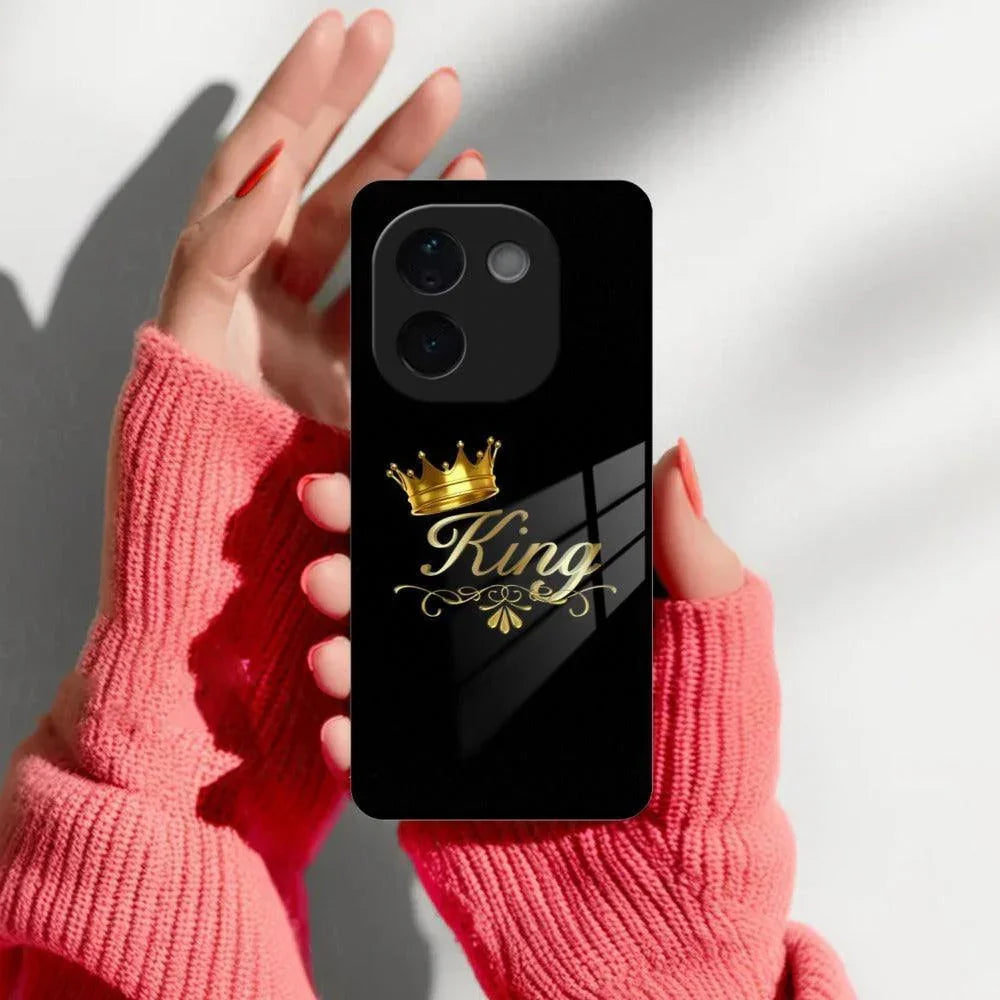 Cute King With Crown Glass Case For iQOO - ShopOnCliQ