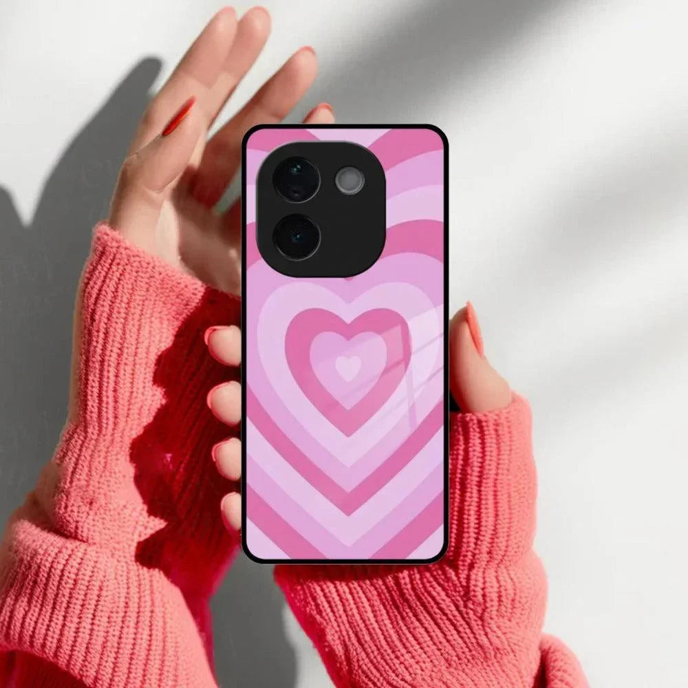 Latte Love Patter Glass Case Cover - Pink For Vivo - ShopOnCliQ