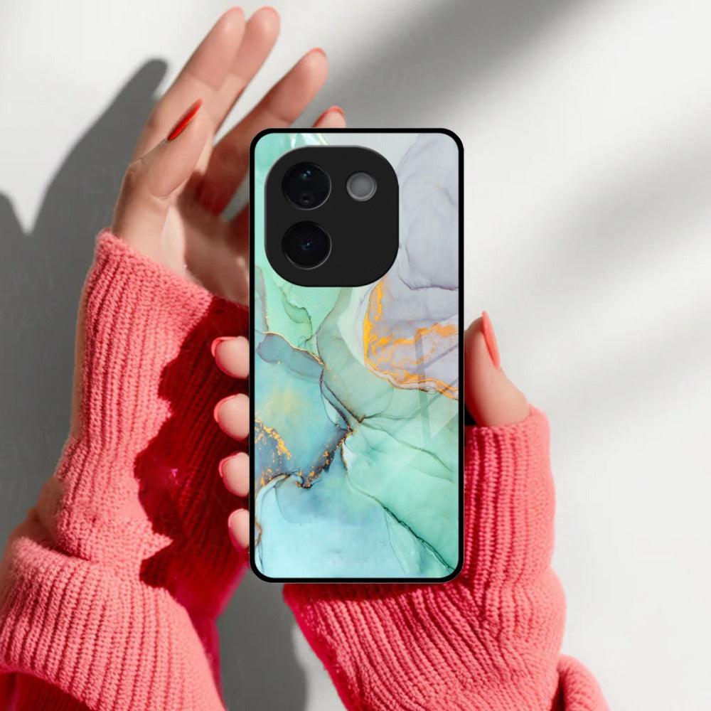 Marble Glass Finish Phone Case And Cover For Vivo