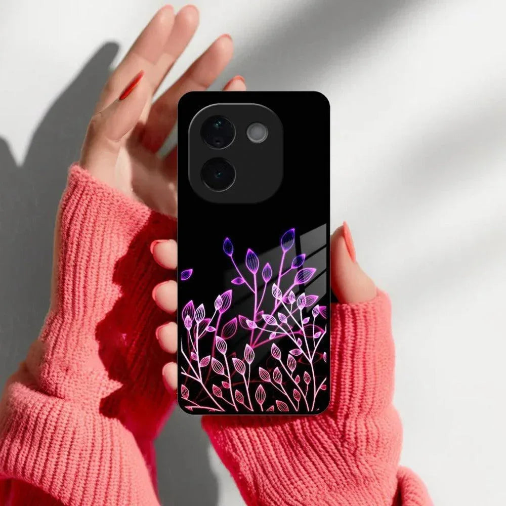 Multicolor Flower Print Glass Case Cover For Vivo - ShopOnCliQ