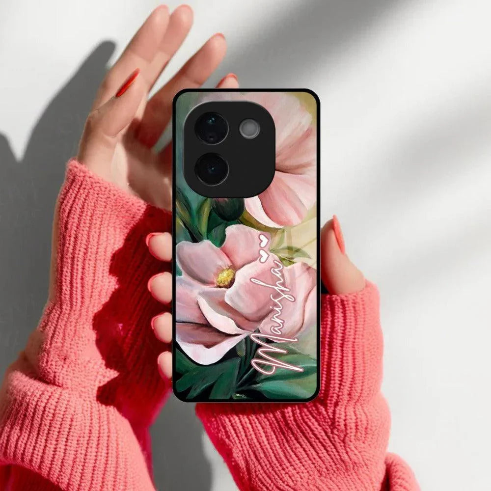 Paint Floral Poster Glass Case Cover For Vivo - ShopOnCliQ