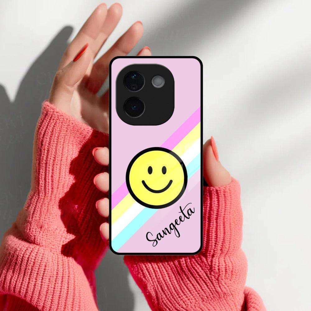 Smiley Glass Case Cover For iQOO