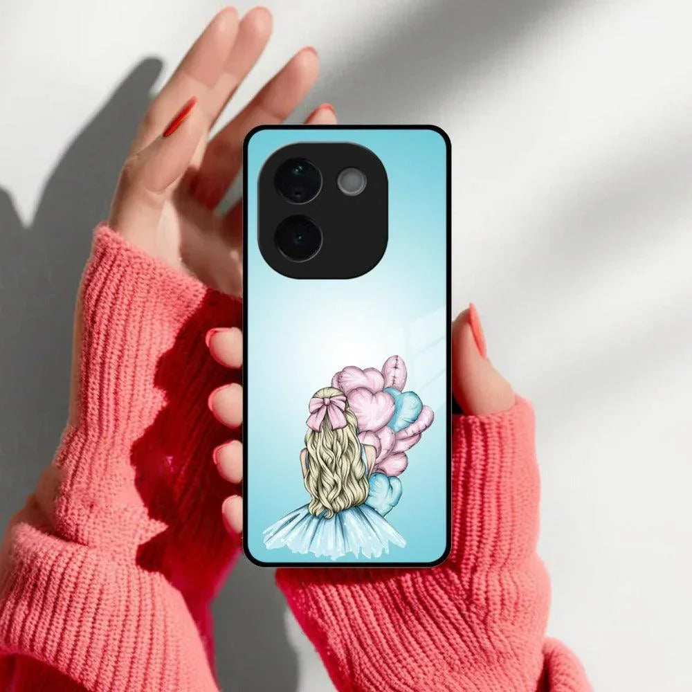 Styles Girl With Balloon Glass Case For iQOO - ShopOnCliQ