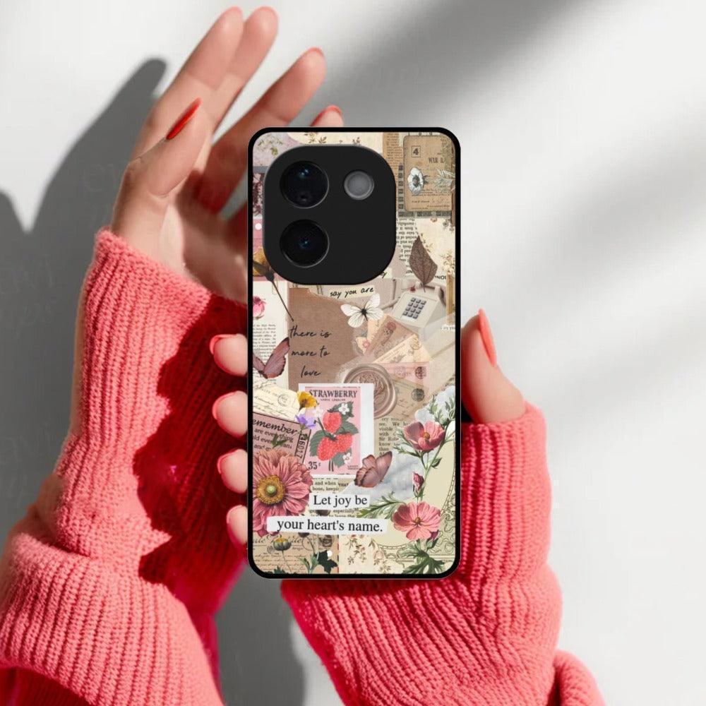 Vintage Vibes Glass Case Cover For Vivo - ShopOnCliQ