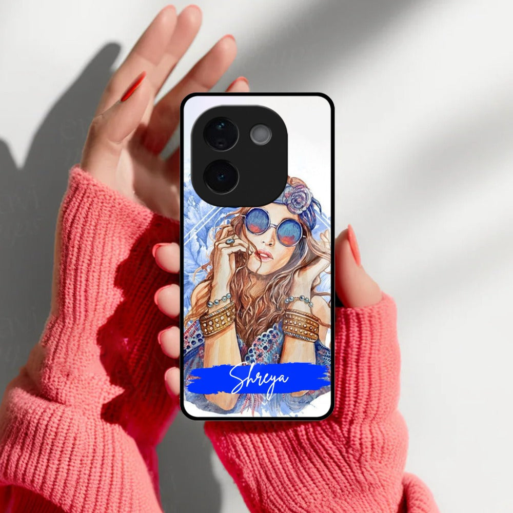 Bindass Babe Customize Glass Case Cover For Vivo