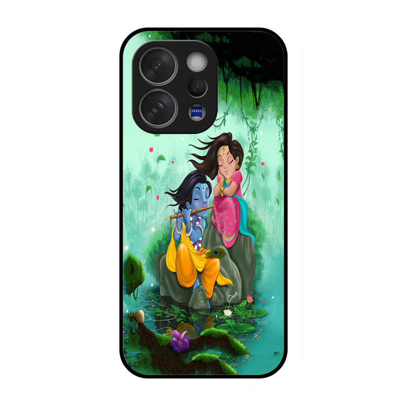 Divine Harmony Radha Krishna Glass Phone Case For Vivo V70 5G
