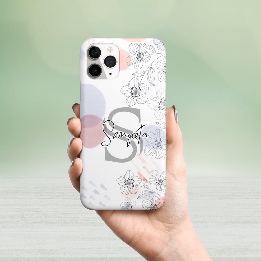 Watercolor Floral Customize NamePhone Case Cover For iPhone