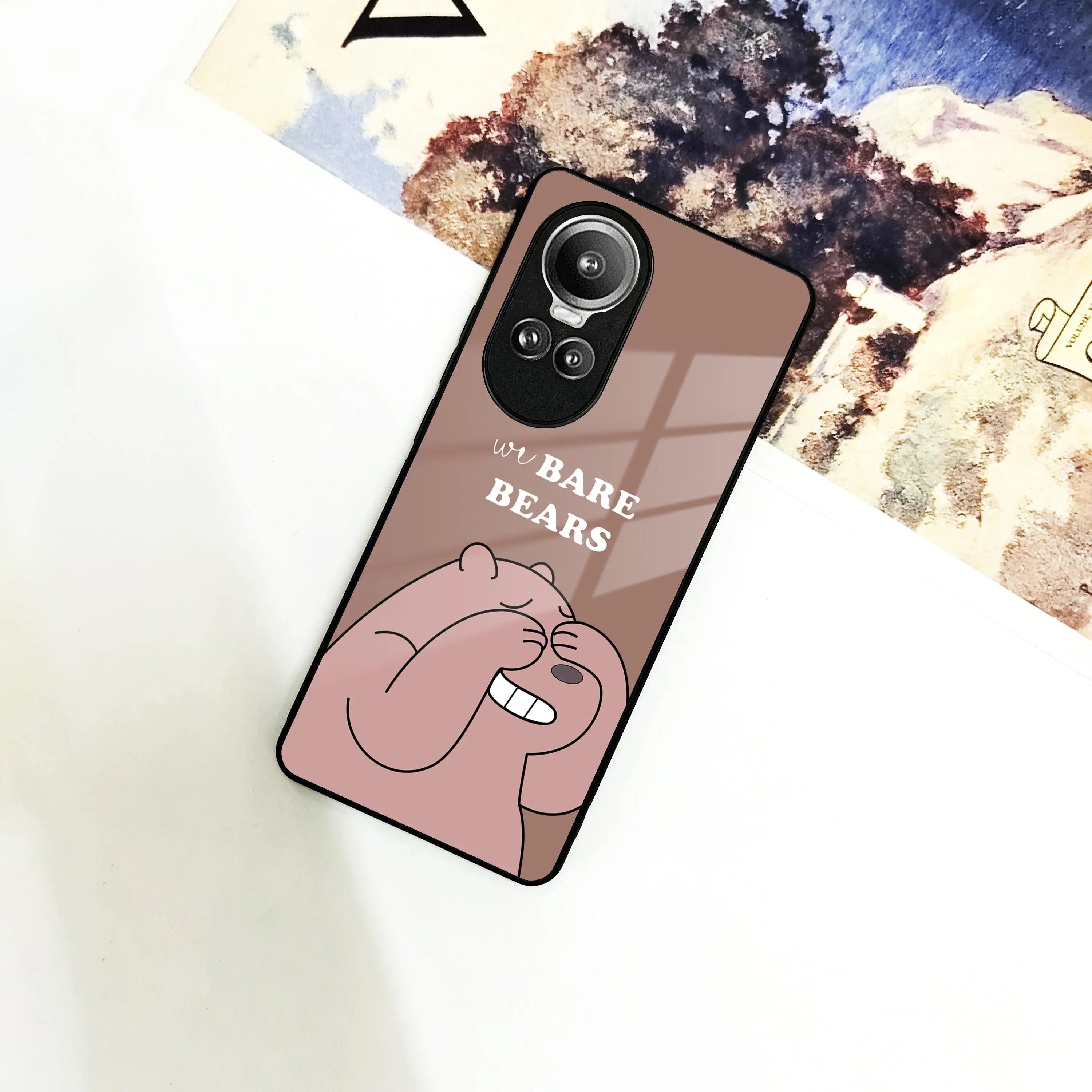 We Bare Bears Brown Glossy Metal Case Cover For Oppo - ShopOnCliQ