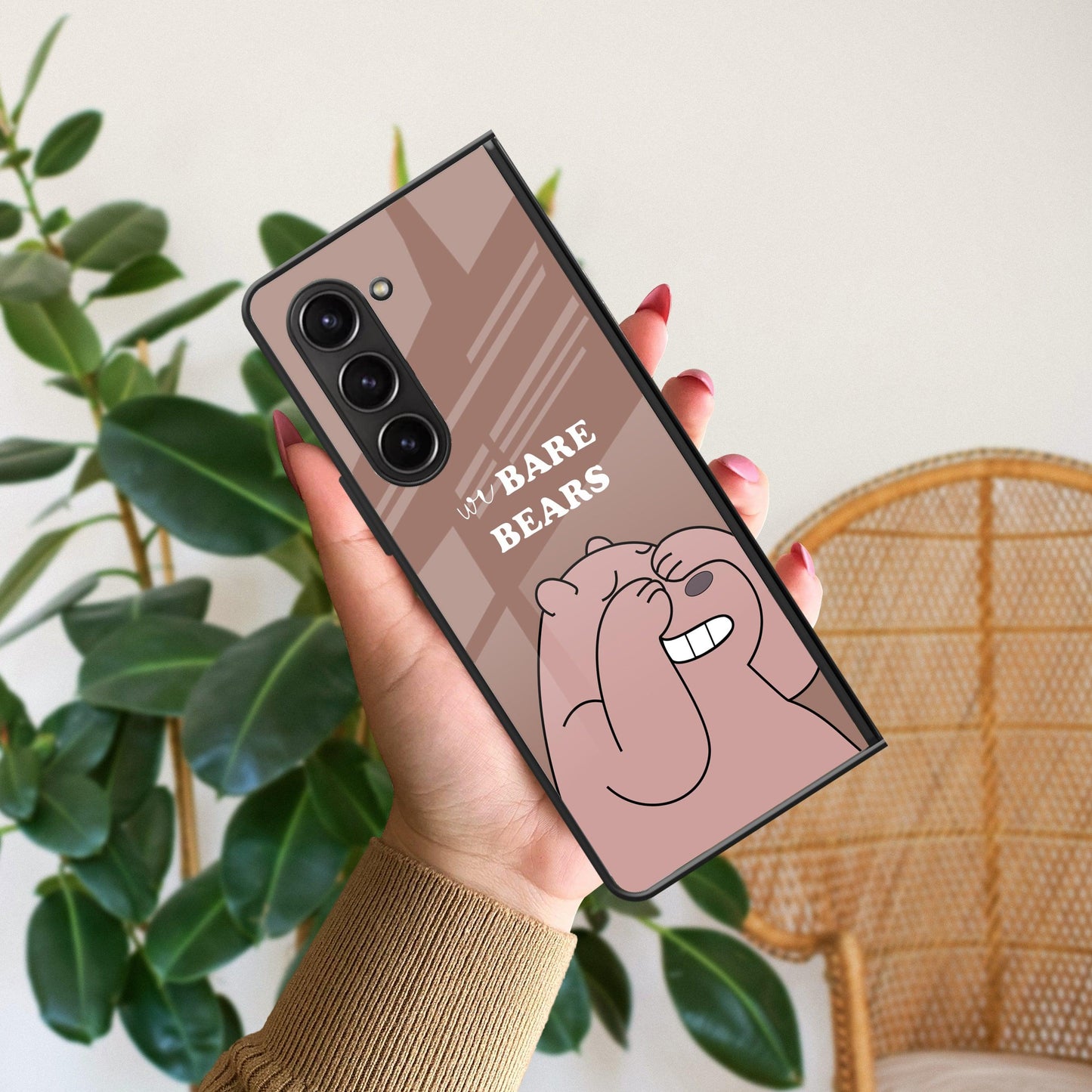 We Bare Bears Brown Glossy Metal Case Cover For Samsung
