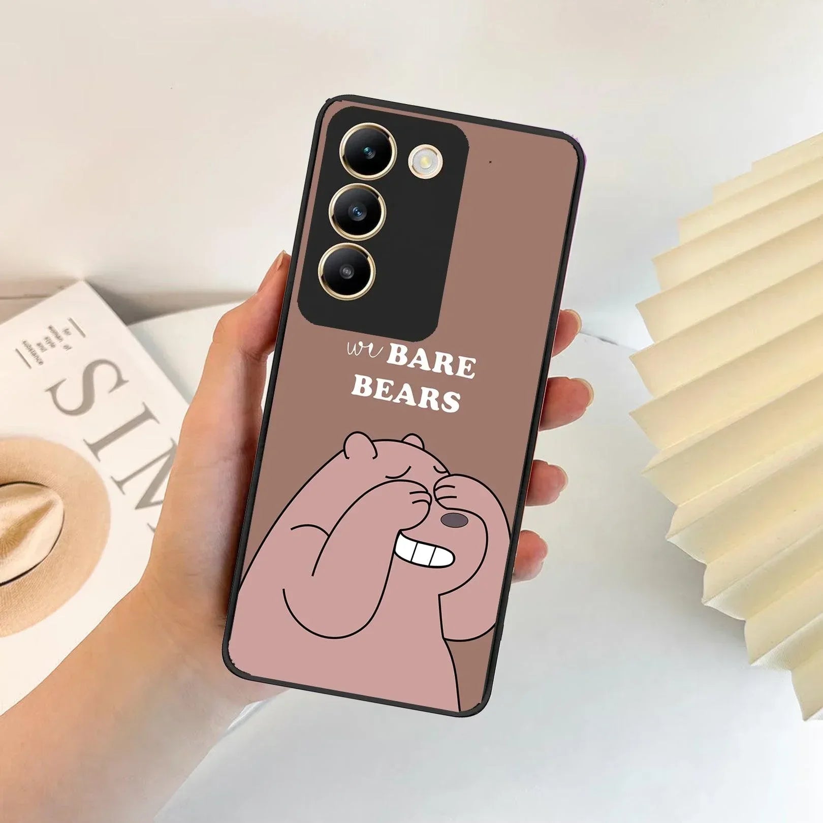 We Bare Bears Brown Glossy Metal Case Cover For Vivo - ShopOnCliQ