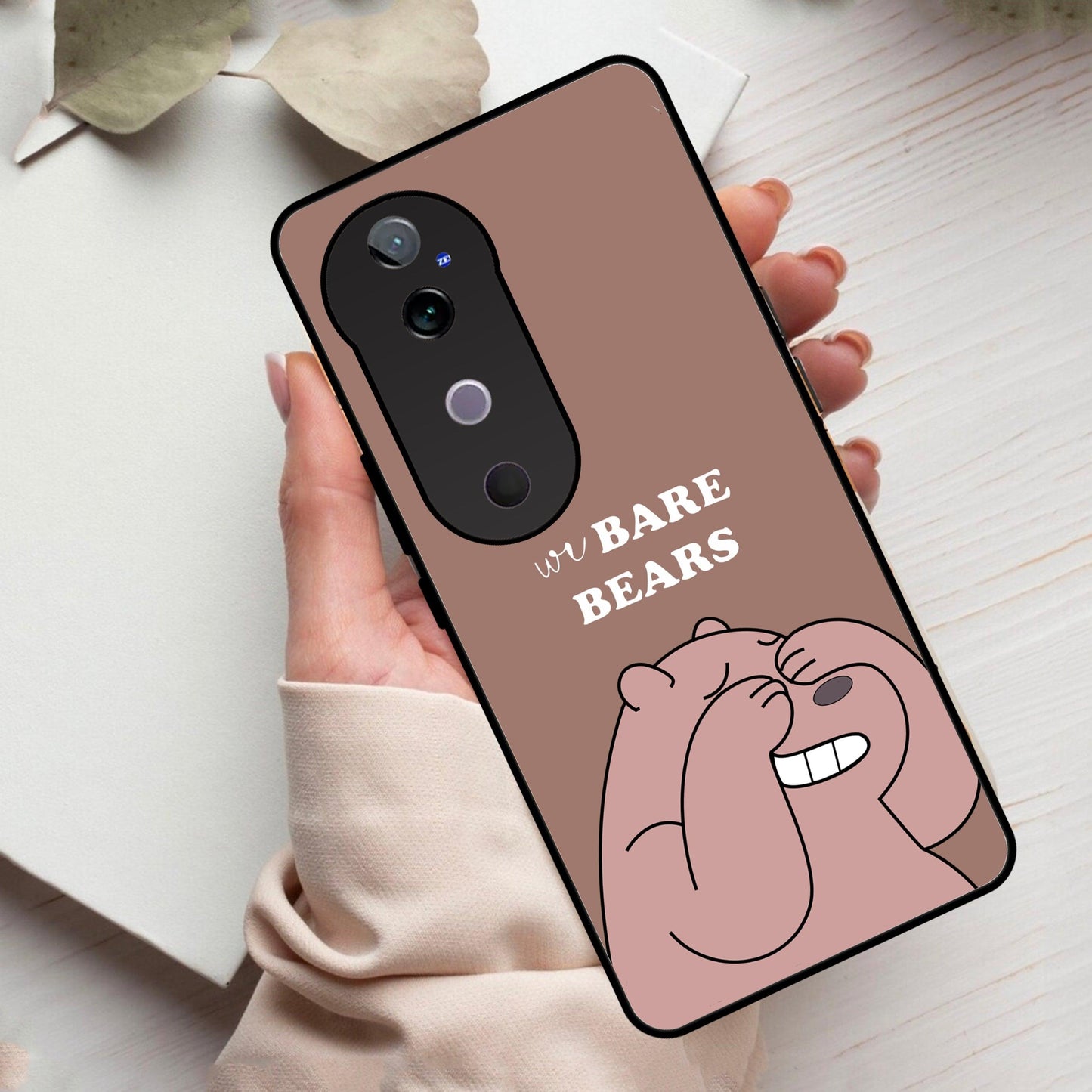We Bare Bears Brown Glossy Metal Case Cover For Vivo