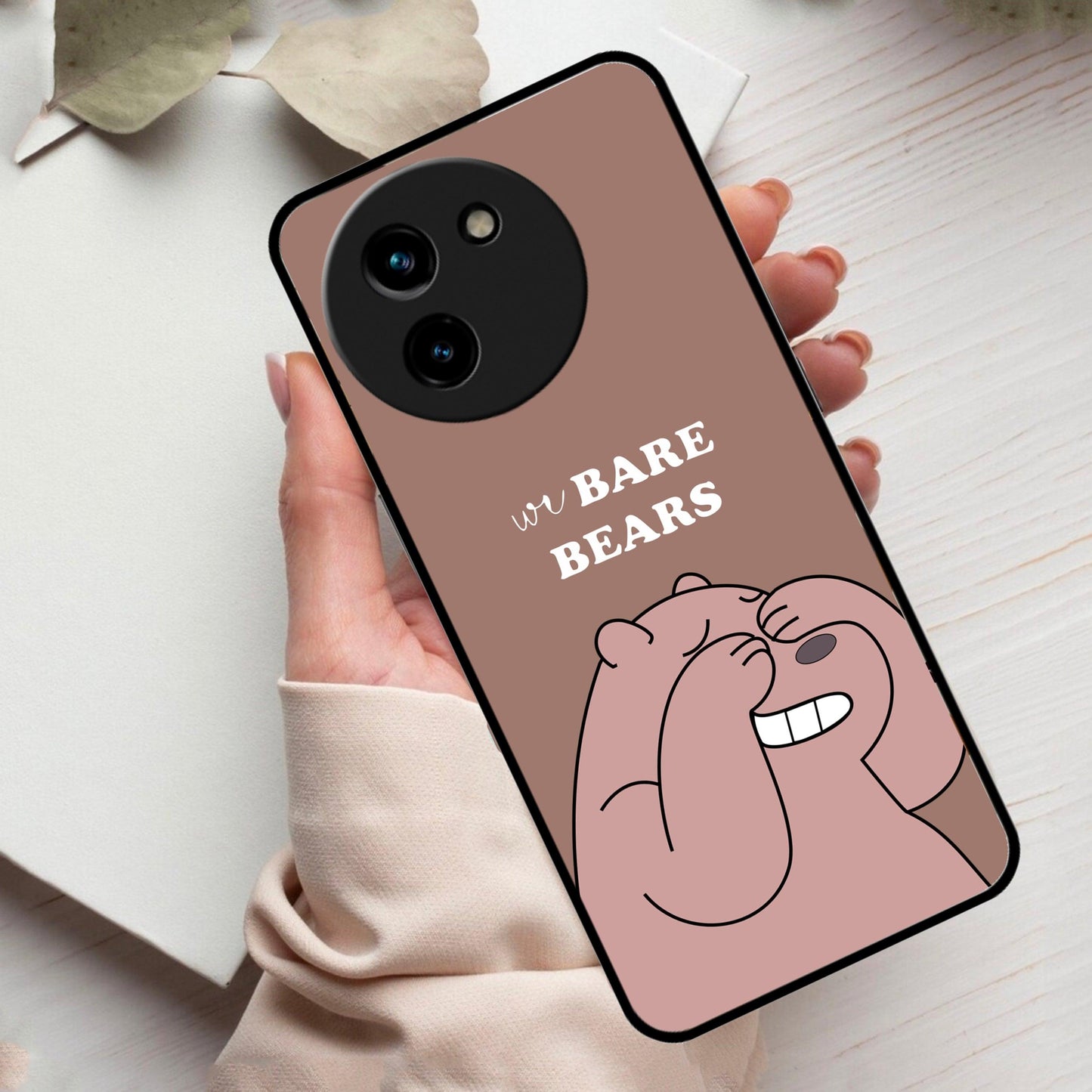 We Bare Bears Brown Glossy Metal Case Cover For Vivo