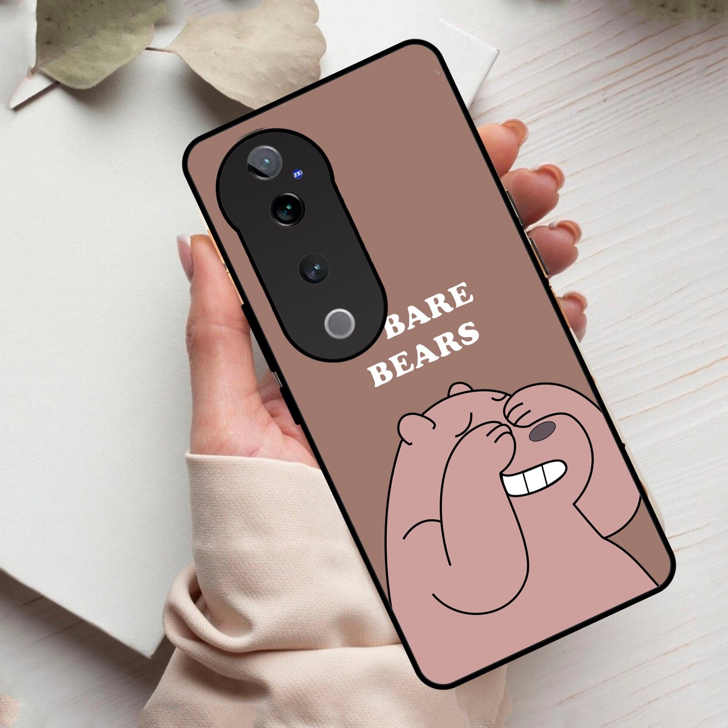 We Bare Bears Brown Glossy Metal Case Cover For Vivo