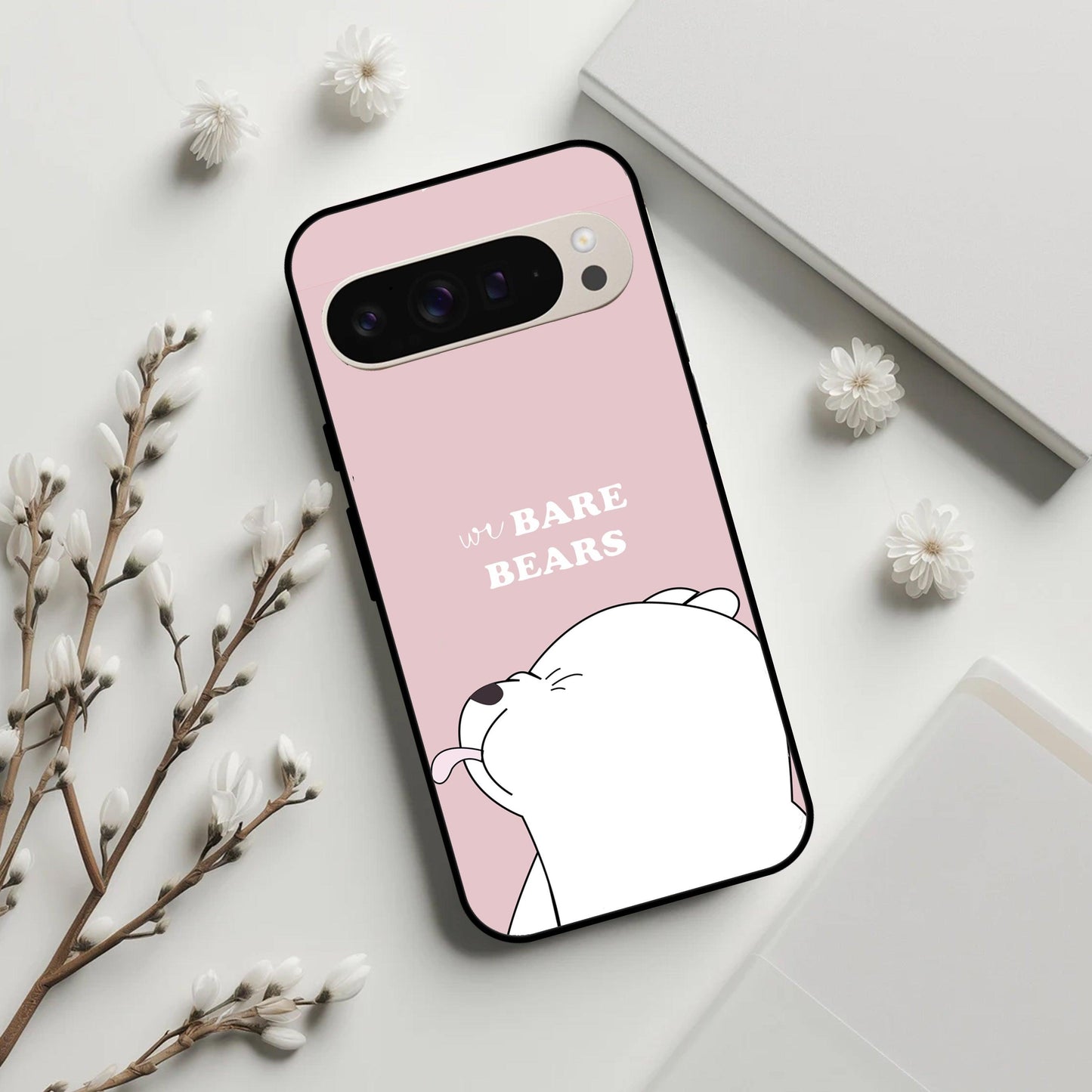 We Bare Bears Pink Glossy Metal Case Cover For Google