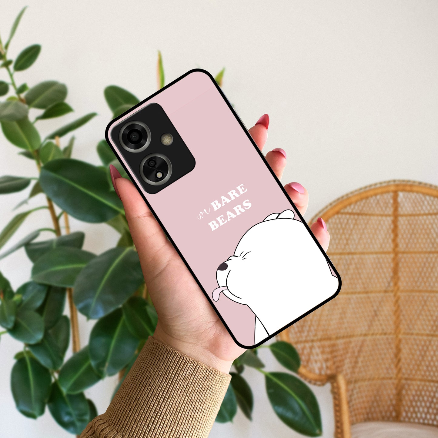 We Bare Bears Pink Glossy Metal Case Cover For Oppo - ShopOnCliQ