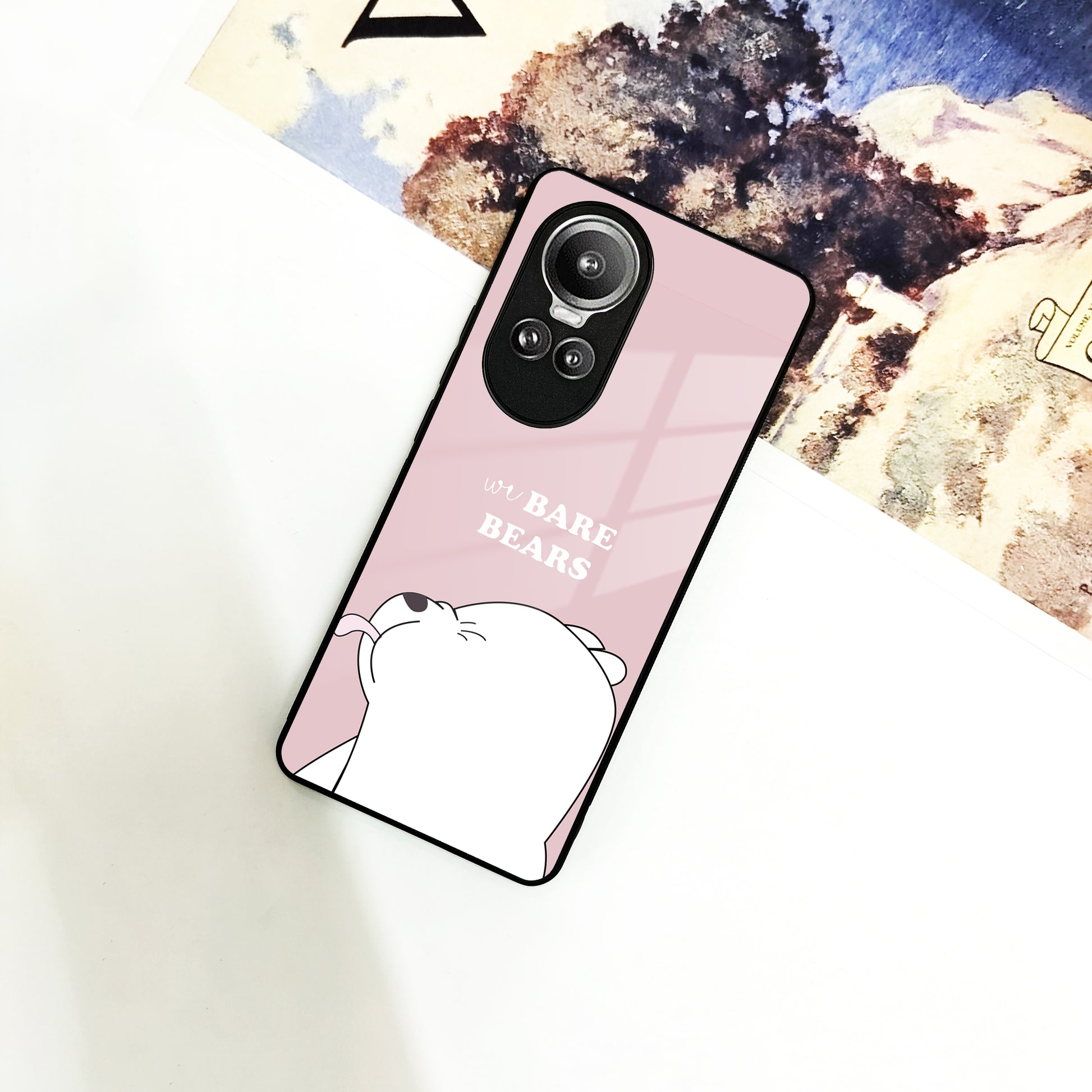 We Bare Bears Pink Glossy Metal Case Cover For Oppo - ShopOnCliQ