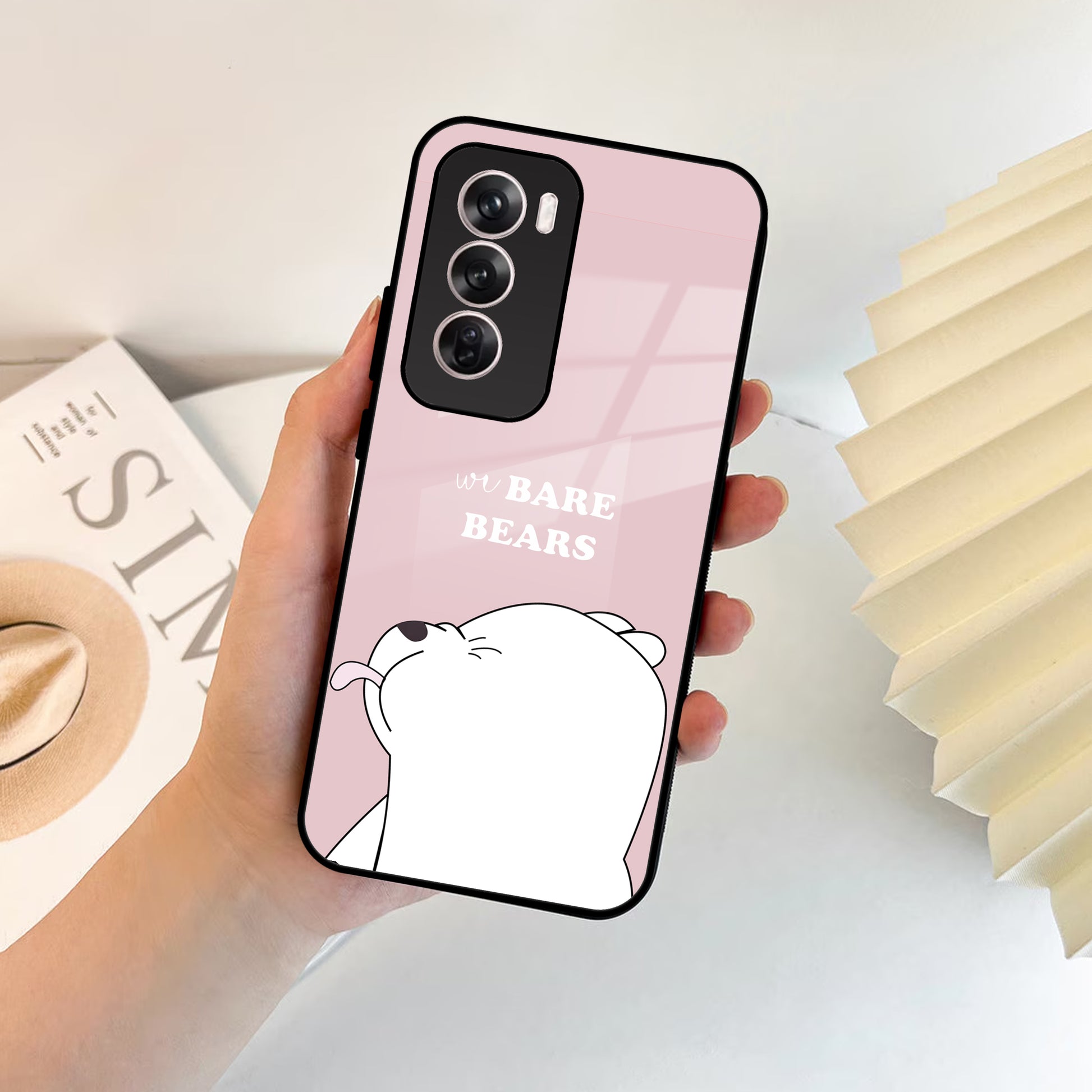 We Bare Bears Pink Glossy Metal Case Cover For Oppo - ShopOnCliQ