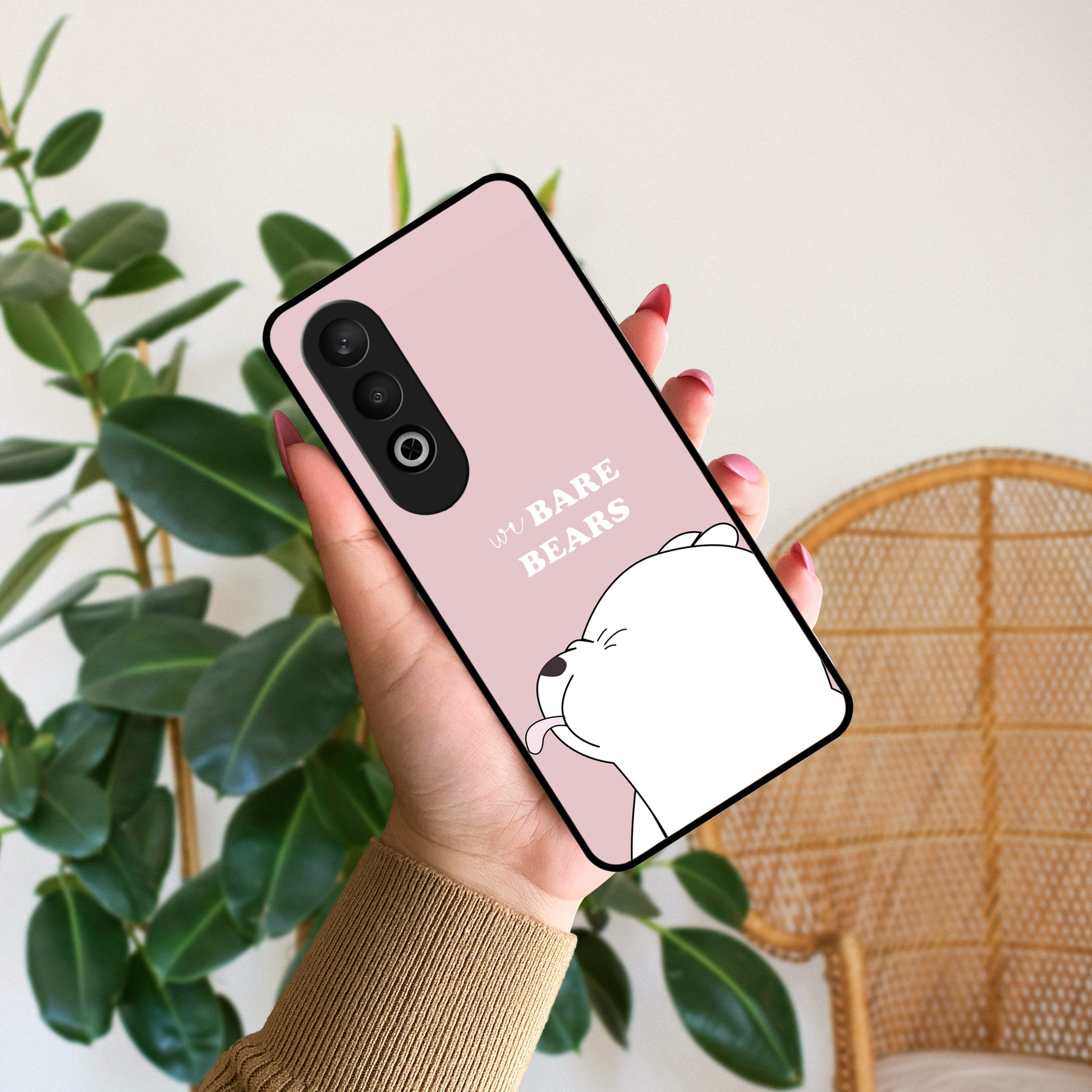 We Bare Bears Pink Glossy Metal Case Cover For Oppo - ShopOnCliQ