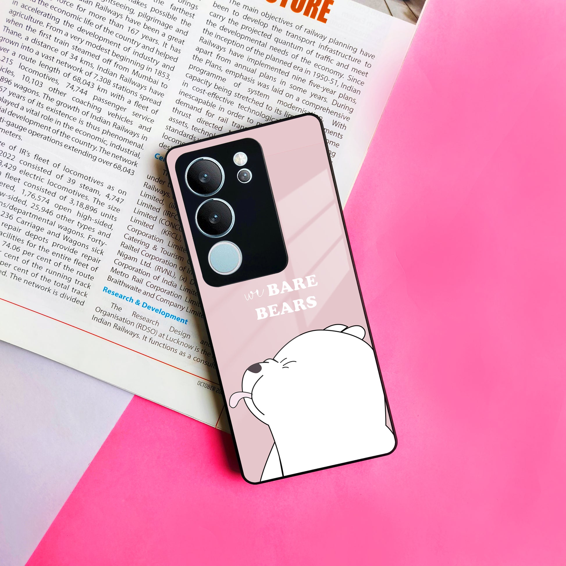 We Bare Bears Pink Glossy Metal Case Cover For Vivo ShopOnCliQ