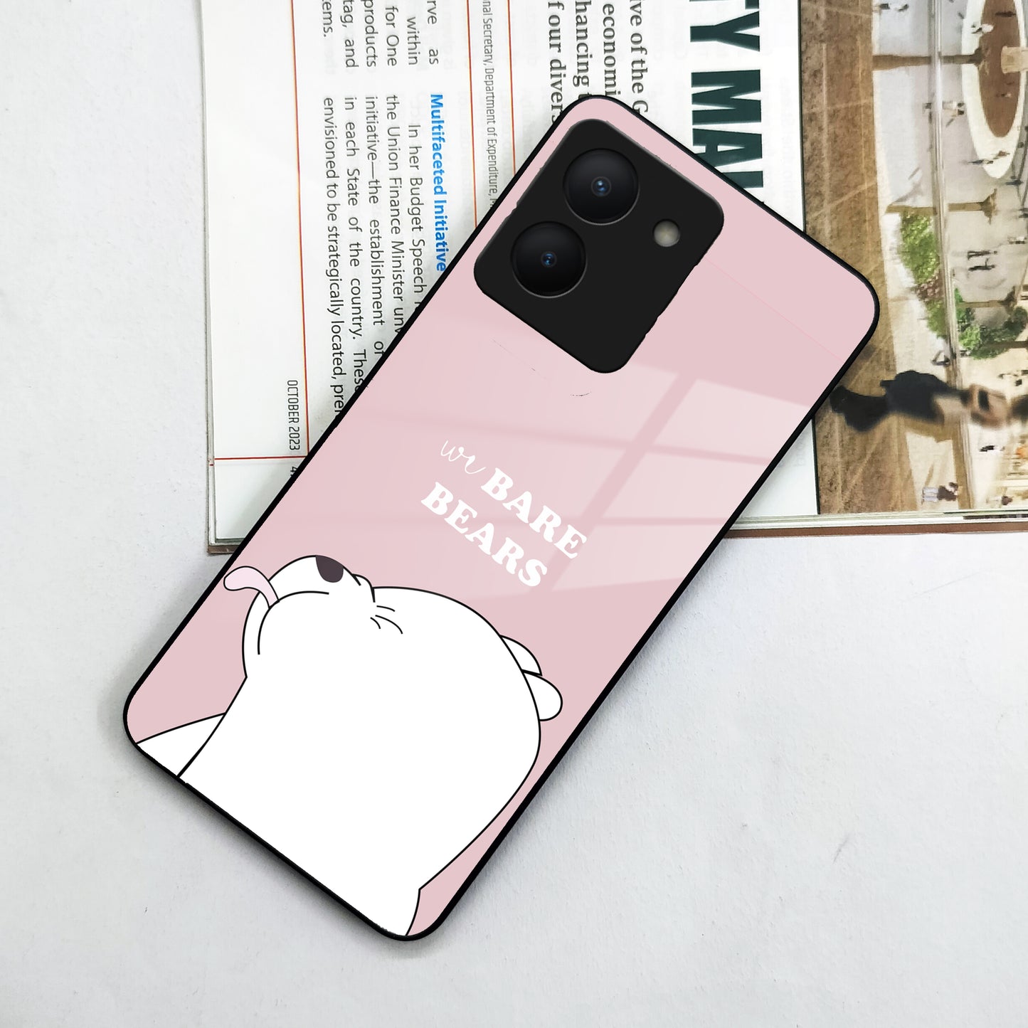 We Bare Bears Pink Glossy Metal Case Cover For Vivo ShopOnCliQ