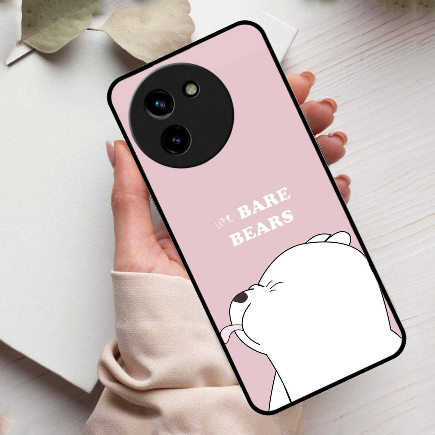 We Bare Bears Pink Glossy Metal Case Cover For Vivo