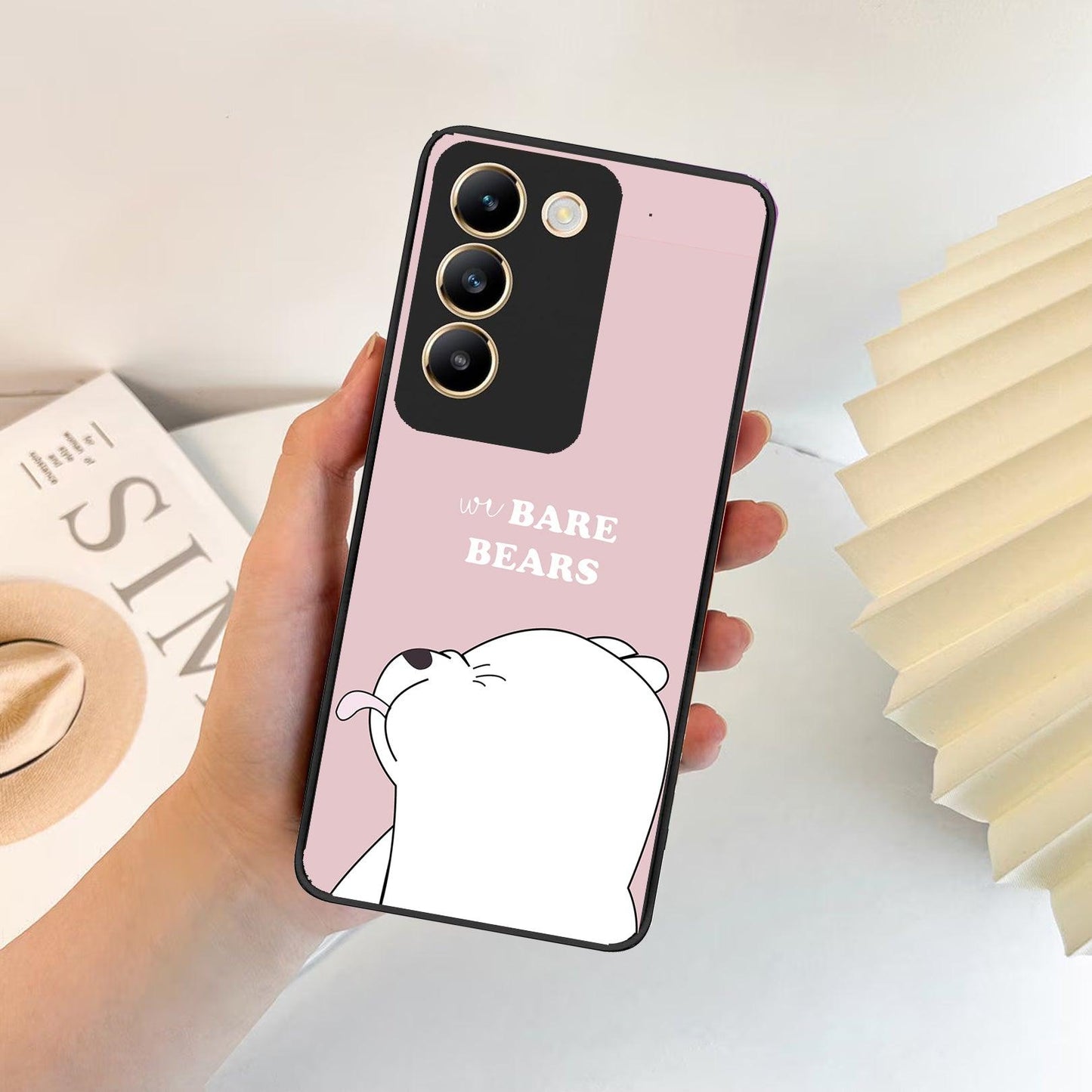 We Bare Bears Pink Glossy Metal Case Cover For Vivo