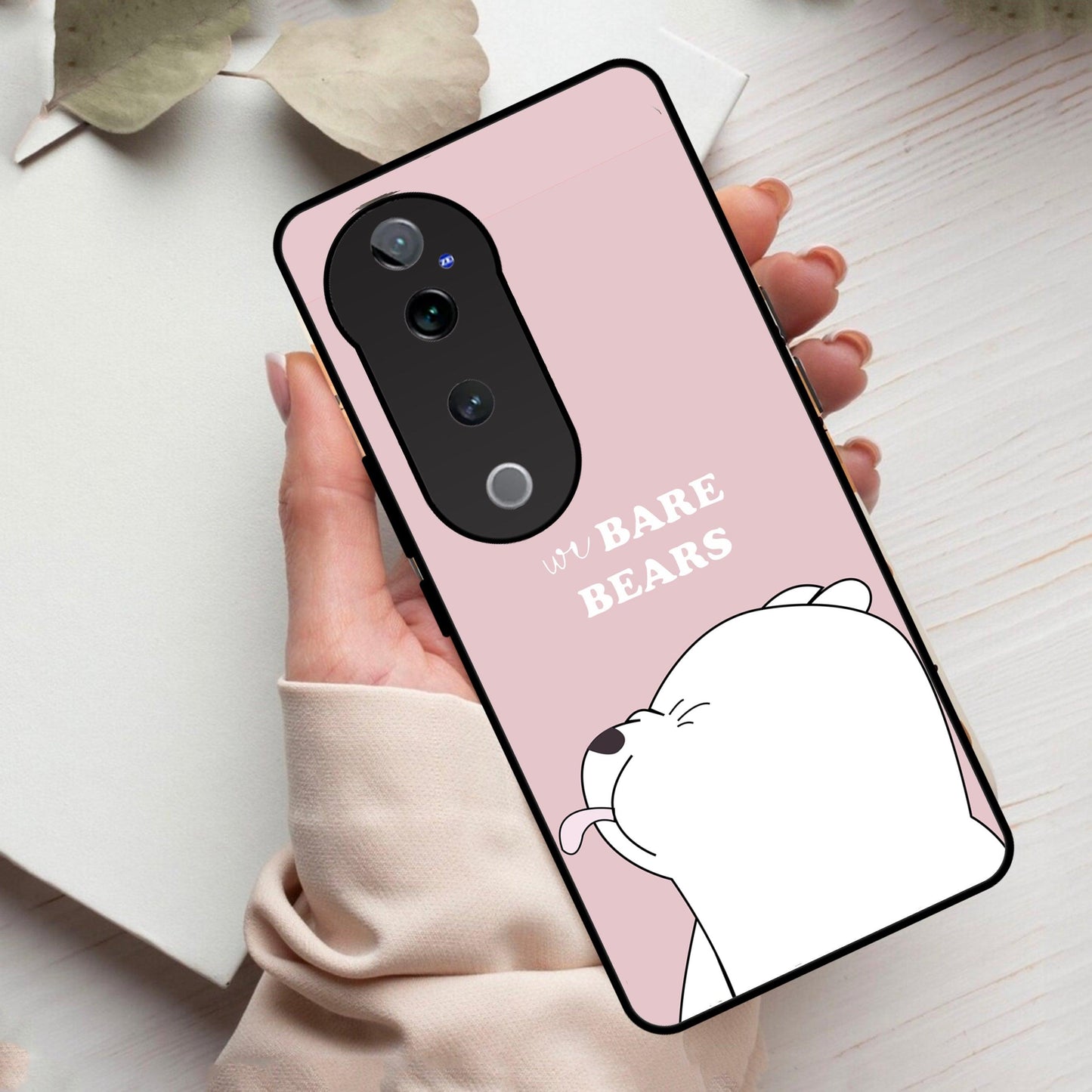We Bare Bears Pink Glossy Metal Case Cover For Vivo