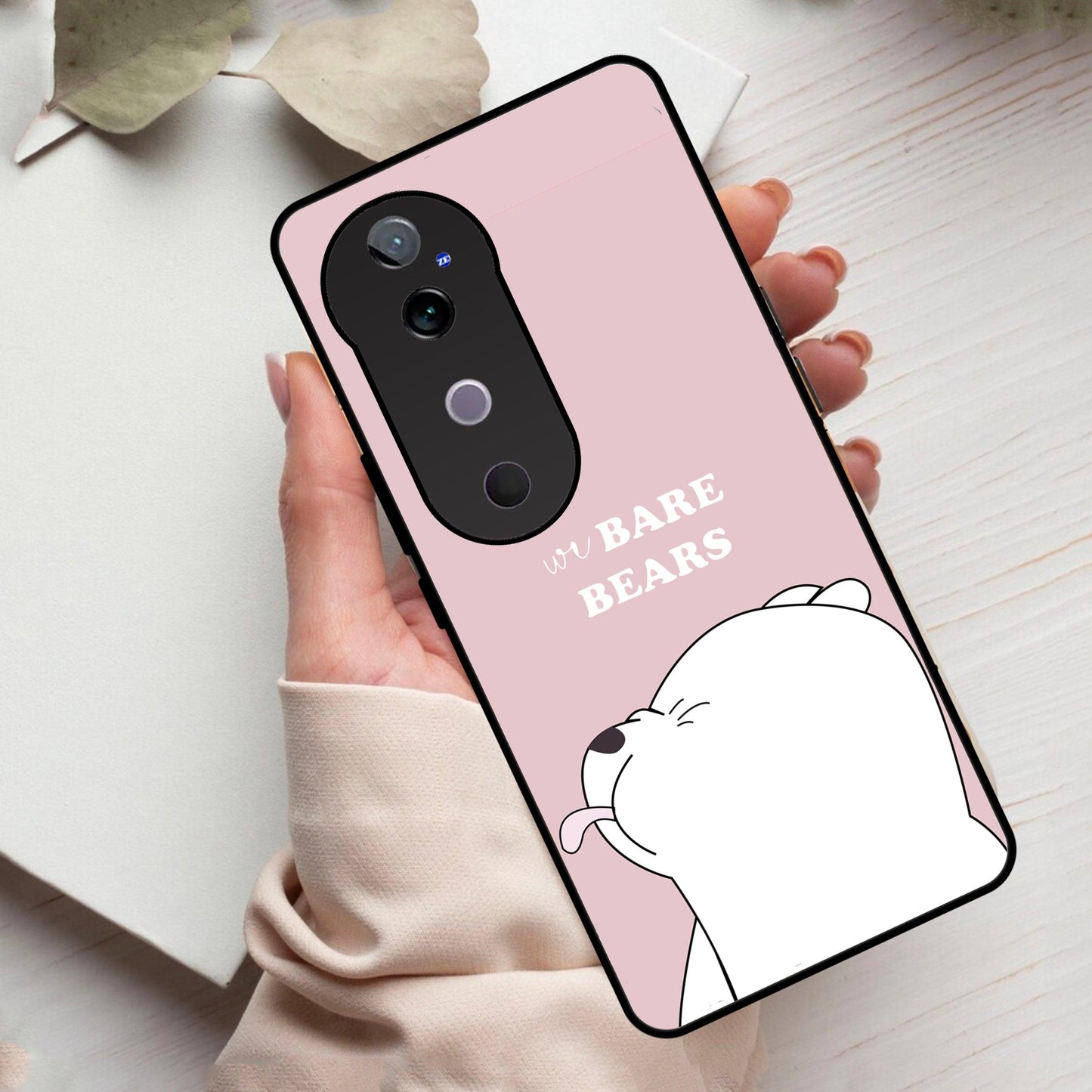 We Bare Bears Pink Glossy Metal Case Cover For Vivo