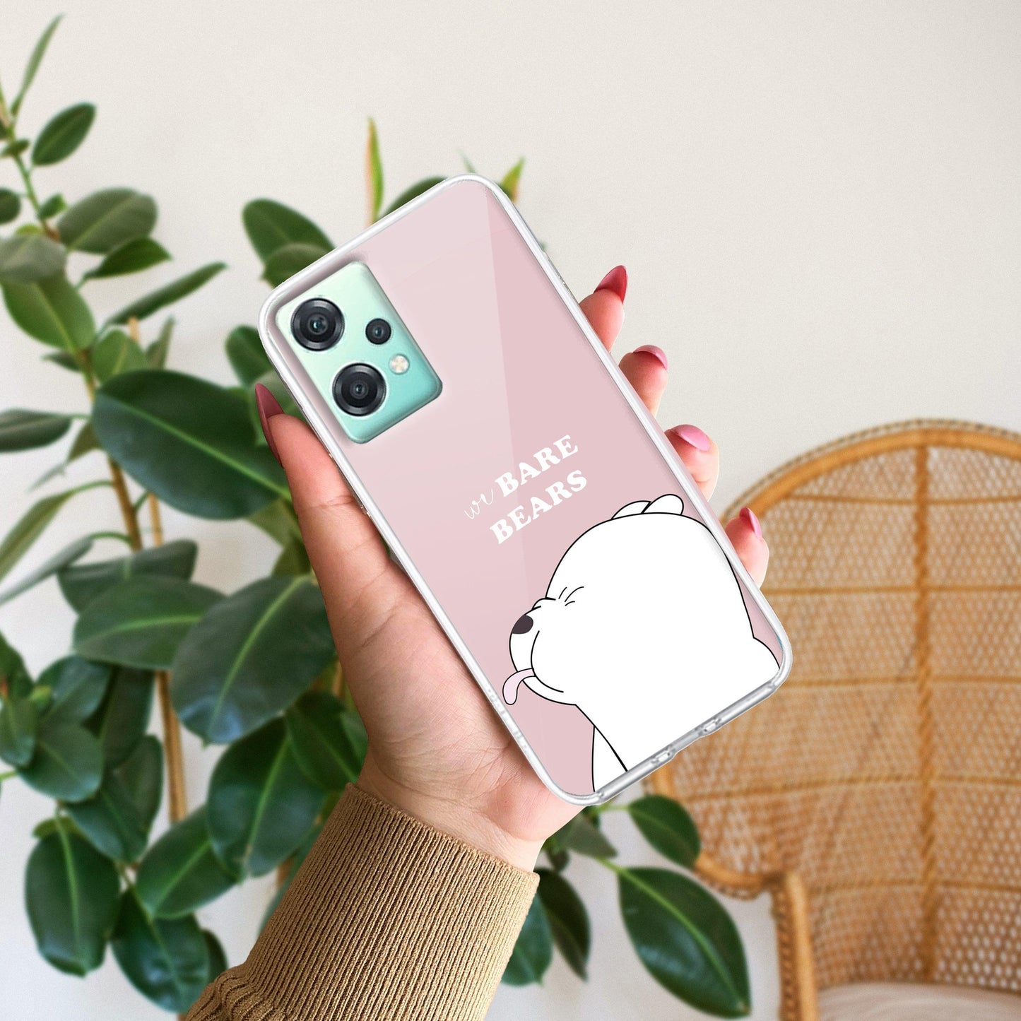 We Bare Bears Transparent Silicon Case Pink For OnePlus