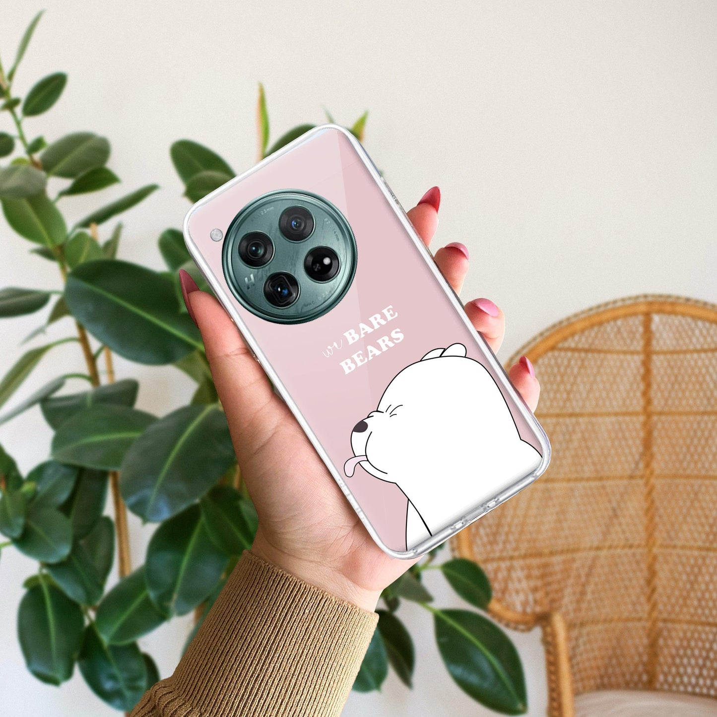 We Bare Bears Transparent Silicon Case Pink For OnePlus