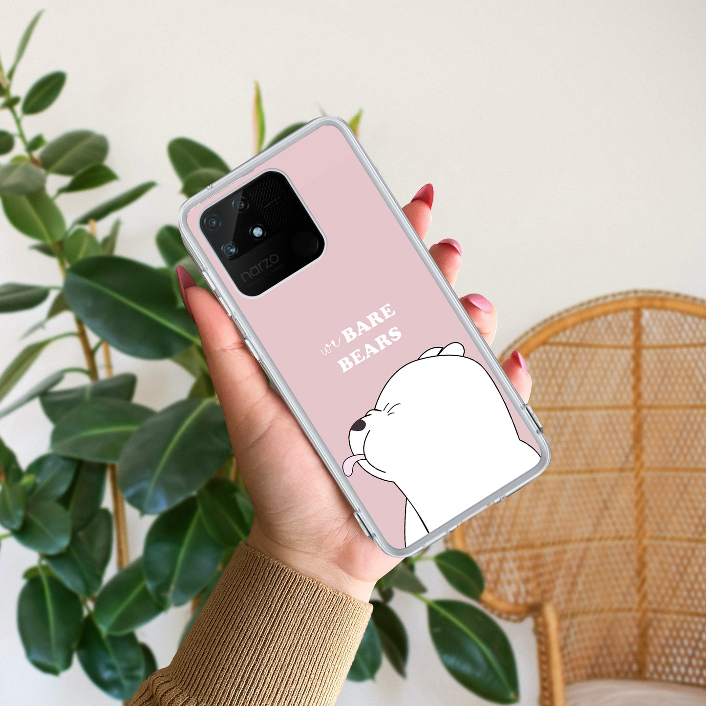 We Bare Bears Transparent Silicon Case Pink For Realme/Narzo ShopOnCliQ