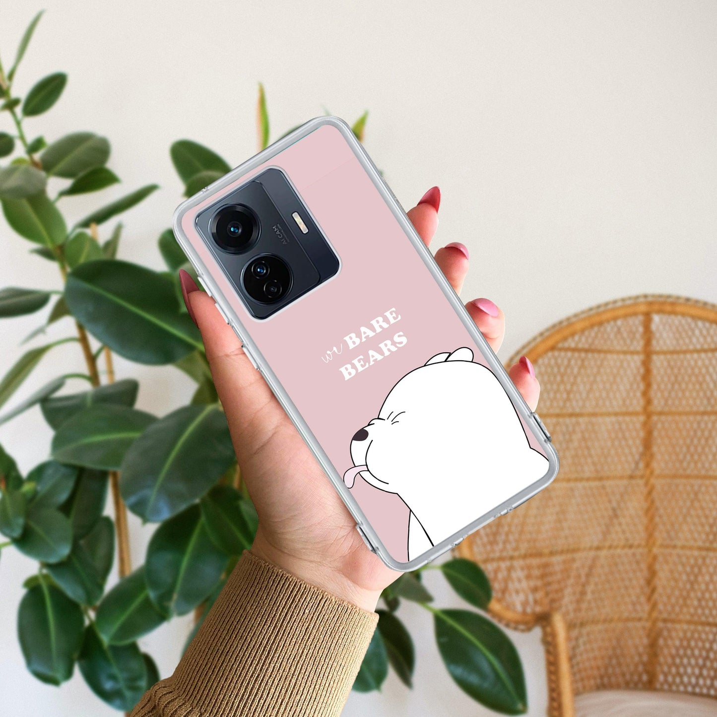 We Bare Bears Transparent Silicon Case Pink For Vivo